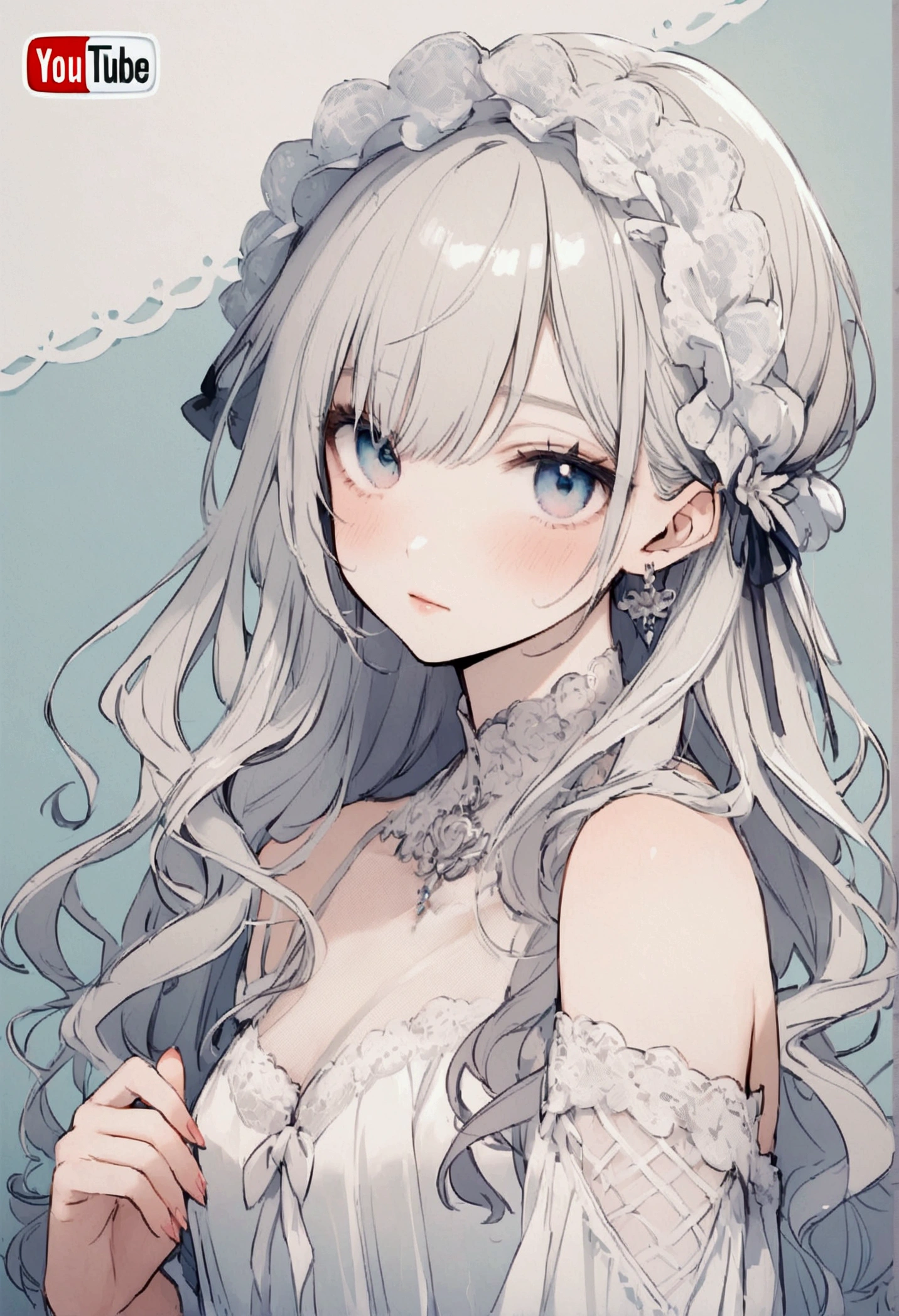 (high quality, high resolution:1.3), 4k, masterpiece, grey background, white background, (gradient background:1.1), 
BREAK
1girl, white hair, long hair, purple eyes, (detailed eyes:1.1), intricate, blue dress, standing, upper body, smile, breasts, cleavage, (small breasts:1.2), collarbone, hair ornament, flower, hair flower, white flower, looking at viewer, dress, jewelry, choker, sleeveless, necklace, bare arms, <lora:Achiki-000015:0.7>, face,<lora:NoiseOffset_v2:1.0><lora:NoiseOffset_v2:1.0><lora:NoiseOffset_v2:1.0>