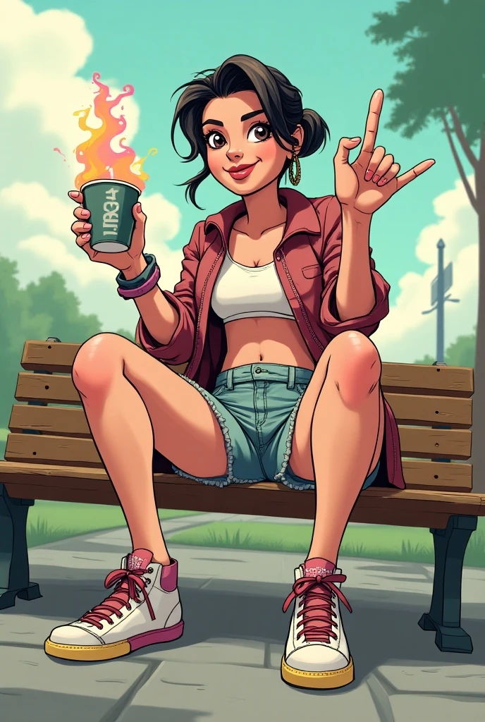 Sitting on the rooftop with a cigarette in his mouth Beauty Gal OL female clerk