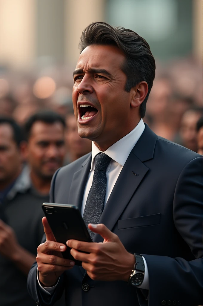 A solo man, solo, a man speeching in united nations, background united nations, us army in security, a solo man in a crowd, a celebrity in has fans,