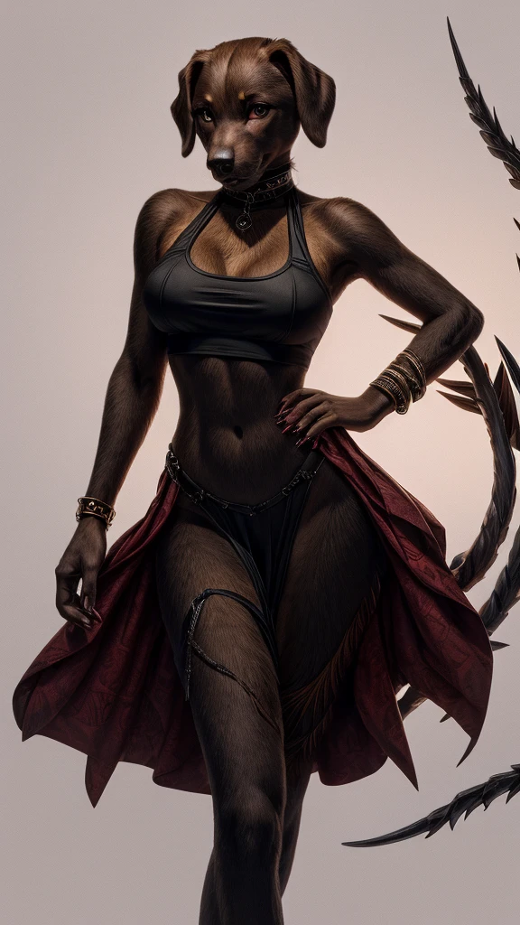 NSFW, naked close up, nude, open legs pose, Melena is a beautiful necromancer., black fur, in the style of a Heavy Metal magazine cover, low-cut robe with high details, High detail face, high detailed leather, fit athletic body, Heavy metal aesthetics, necromancer&#39;s lair background, high quality, Masterpiece, realistic photo, intricately detailed, 8k, HDR, shallow depth of field, wide light, High contrast, backlight, light flares, chromatic aberration, sharp focus, Raw color photo, looking to the camera, cold colors, erotic pose, seductive smile