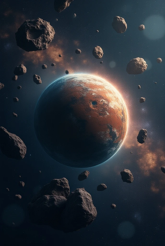 (masterpiece), best quality, a strange planet with a asteroids tape, terrestrial planet,asteroids tape, asteroids, cosmic mick, kosmok, Deep space, Star, rich and colorful, lifelike, 4k, extremely good, complex, detailed, suffocating, galaxy, solar system, epic, huge, photorealistic, 8K