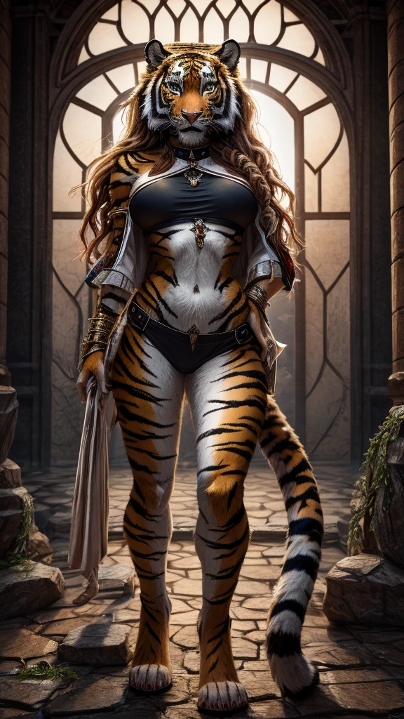 Tiger Woman full body sexy beasts breasts on  Skinny Crop Top