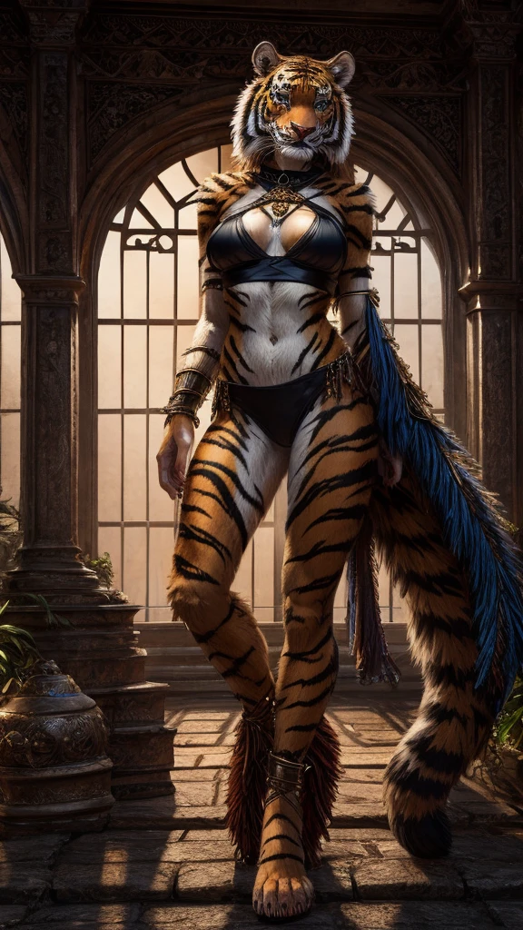 Tiger Woman full body sexy beasts breasts on  Skinny Crop Top