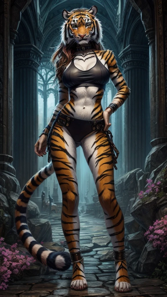 Tiger Woman full body sexy beasts breasts on  Skinny Crop Top