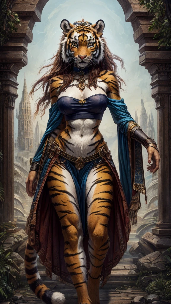 Tiger Woman full body sexy beasts breasts on  Skinny Crop Top