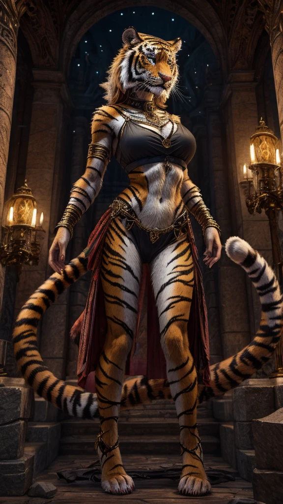 Tiger Woman full body sexy beasts breasts on  Skinny Crop Top