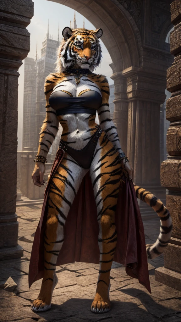 Tiger Woman full body sexy beasts breasts on  Skinny Crop Top