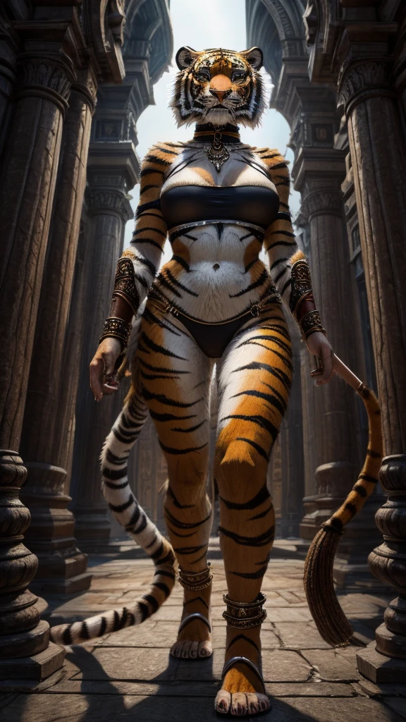 Tiger Woman full body sexy beasts breasts on  Skinny Crop Top