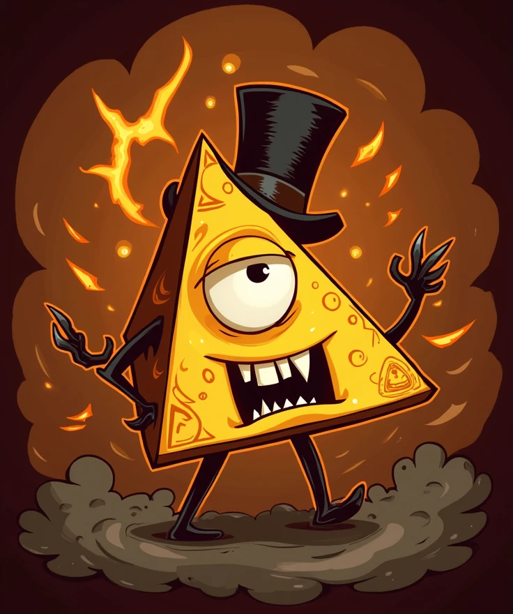 Bill cipher,yellow triangle,one eyed demon,tophat