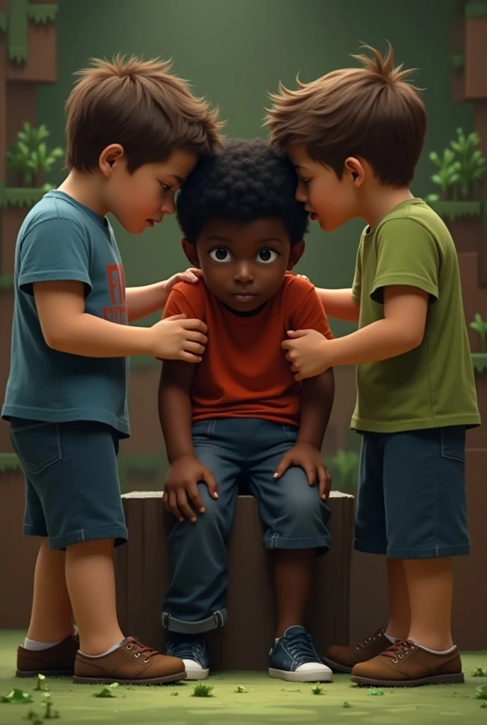 A young black boy wearing only green panties crouches