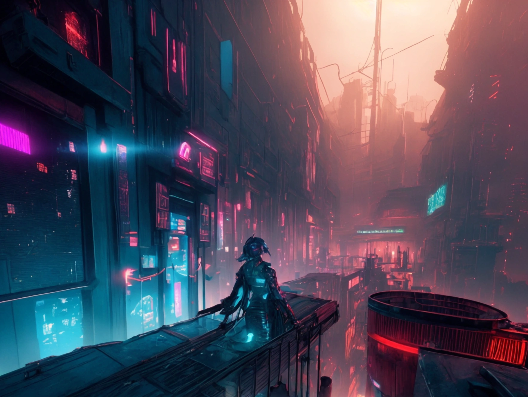 cyberpunk, deconstruction of self, Neon futurism, hyperrealistic surrealism, dreamscape, award winning masterpiece with incredible details, liminal space, highly detailed,London, cinematic ,rim lighting ,octane render, wvebg1, bganidusk