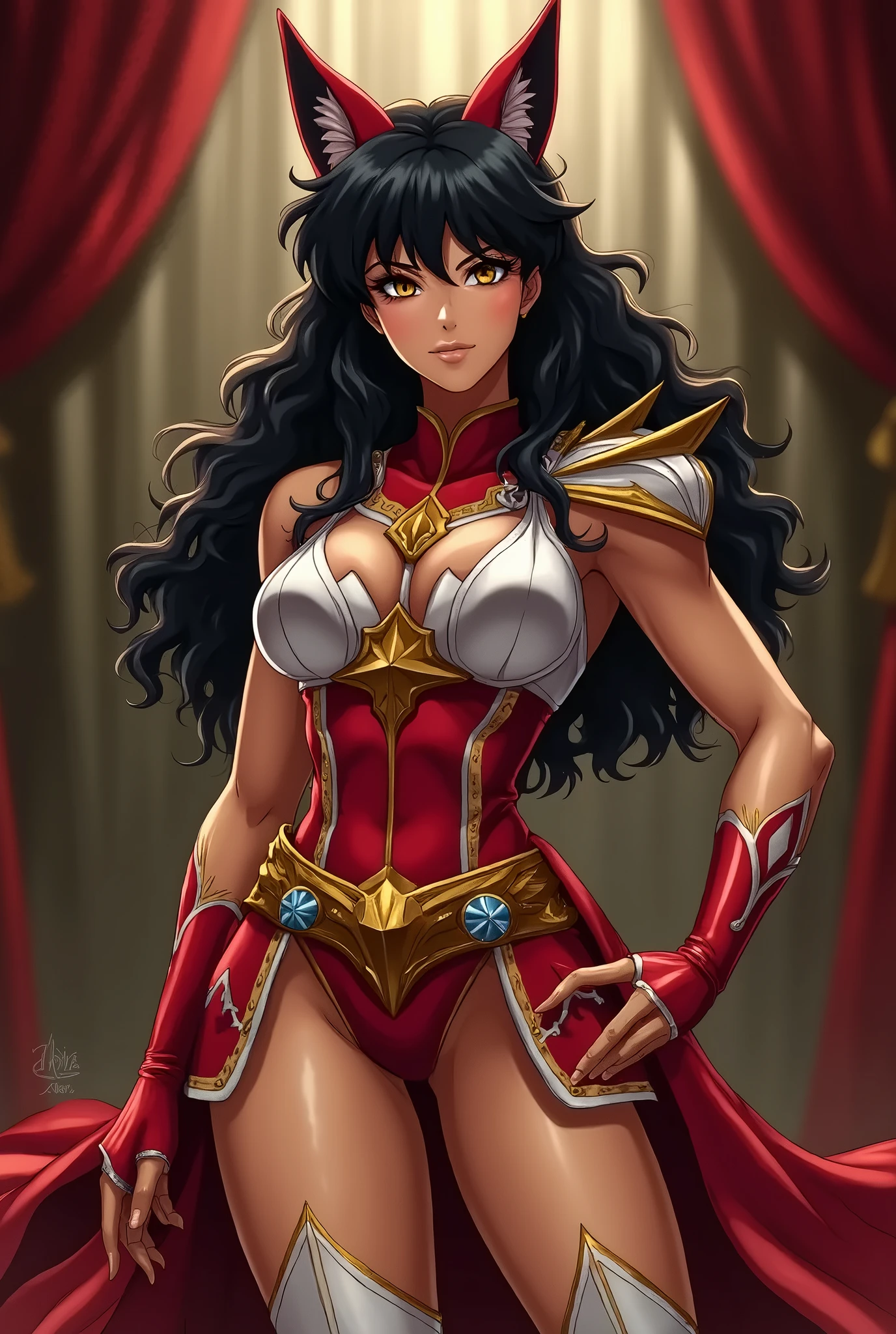 Beautiful woman long hair defined body big breasts, wearing sailor mars cosplay