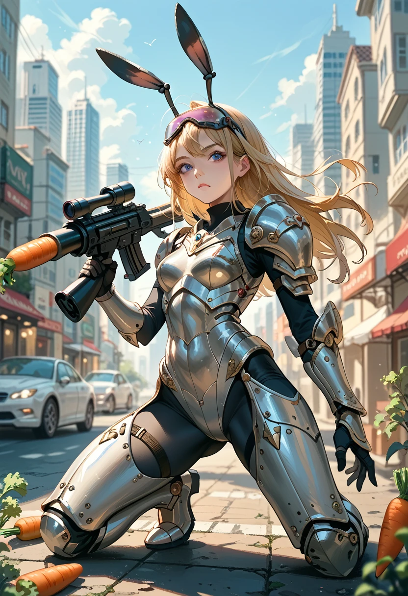 masterpiece、highest quality、(Extremely intricate details)、(Extremely realistic texture)、glossy Texture、A cicada-like bio-insect suit designed by Hajime Katoki、1 person、Ultra-realistic photos of beautiful female soldiers、Night view of the bayside industrial area、battle、Please generate at least 4 copies.