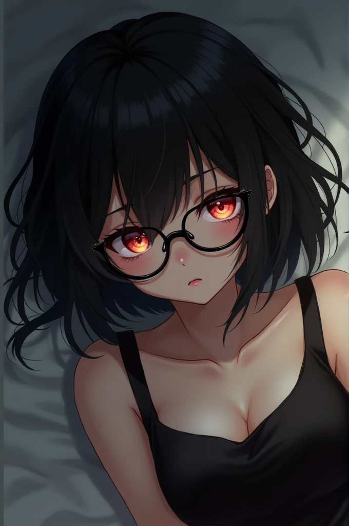 ((best quality)), ((masterpiece)), (detailed),(Cyberpunk) A Woman with Short Black hair and red eyes, showing her tatto in her Body, Relaxing on Bathup full water and with deco neon light