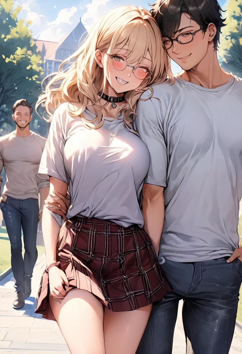 (Highest quality, 4K, 8k, High Resolution masterpiece:1.2), Very detailed, Picturesque, Anime-style photos, Photo Animation:1.37)、a beautiful girl、(Brunette Hair)、(pixie cut)、gyaru、tan、1 boy, a boy is grabbing girl’s breasts from behind、in the Crowded train、Ecstasy face、trembling、Sweat、Drooling、crying、vapor、Black choker、pierce、necklace、bracelet、