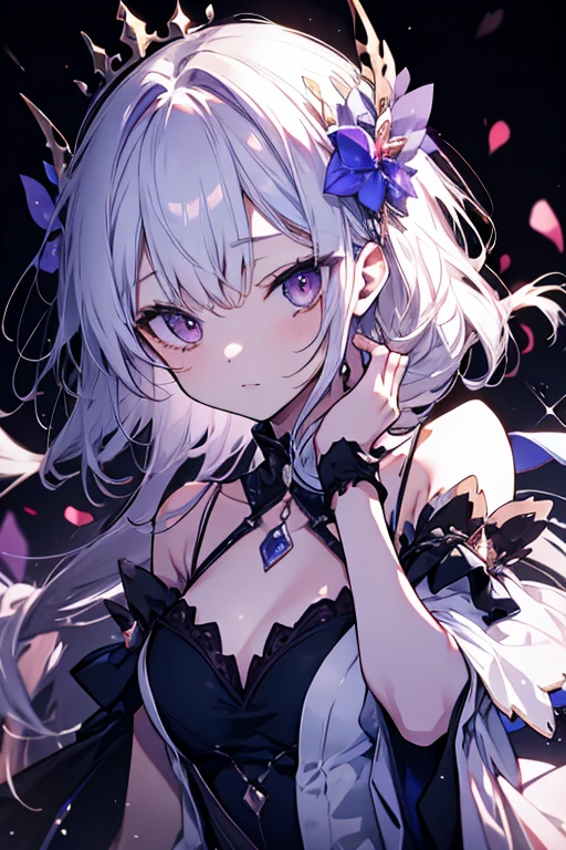 ((masterpiece, maximum quality, ultra quality, ultra high quality, maximum detail, well defined, 8k)), nsfw, 1 girl, ((detailed eyes)), ((bright pupils, heterochromatic pupils, blue and red )), long white hair, white cat ears, ((maid)), ((breasts visible, huge breasts, breasts exposed, nipples visible, topless)), serious expression.