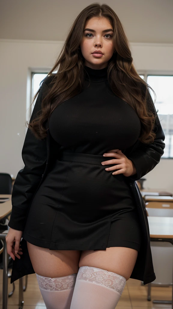1woman,(masterpiece:1.8),photo-realistic,16k,(beautiful 30s japanese plump lady:1.3), (gray knit pinstripe dress:1.4),belt,slipper,(whimpering:1.6),(panicking:1.6),(crying:1.7),(classroom:1.2),(crowd kids:1.3),(wetting:1.3),(dripping pee:1.3),long hair,straight hair,black eyes,MILF,curvy,(huge breasts:1.2), makeup,lipstick,eyeliner,mascara,eyeshadow