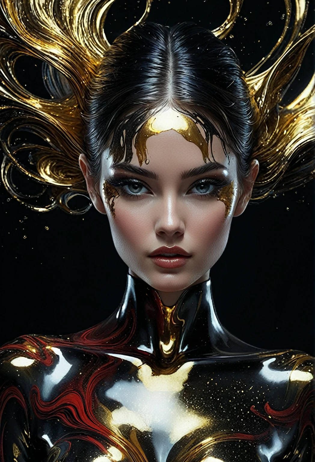 Horny woman with golden hair and a black jumpsuit, bright digital painting, shiny skin wlop, beautiful digital art, beautiful digital art, stunning digital art, stunning digital illustration, Karol behind uhd, cgsociety 4k, cgsociety 4 k, incredible Digital Art , Fantasy art Behance, tendência no artstation 4k, cgsociety 8k