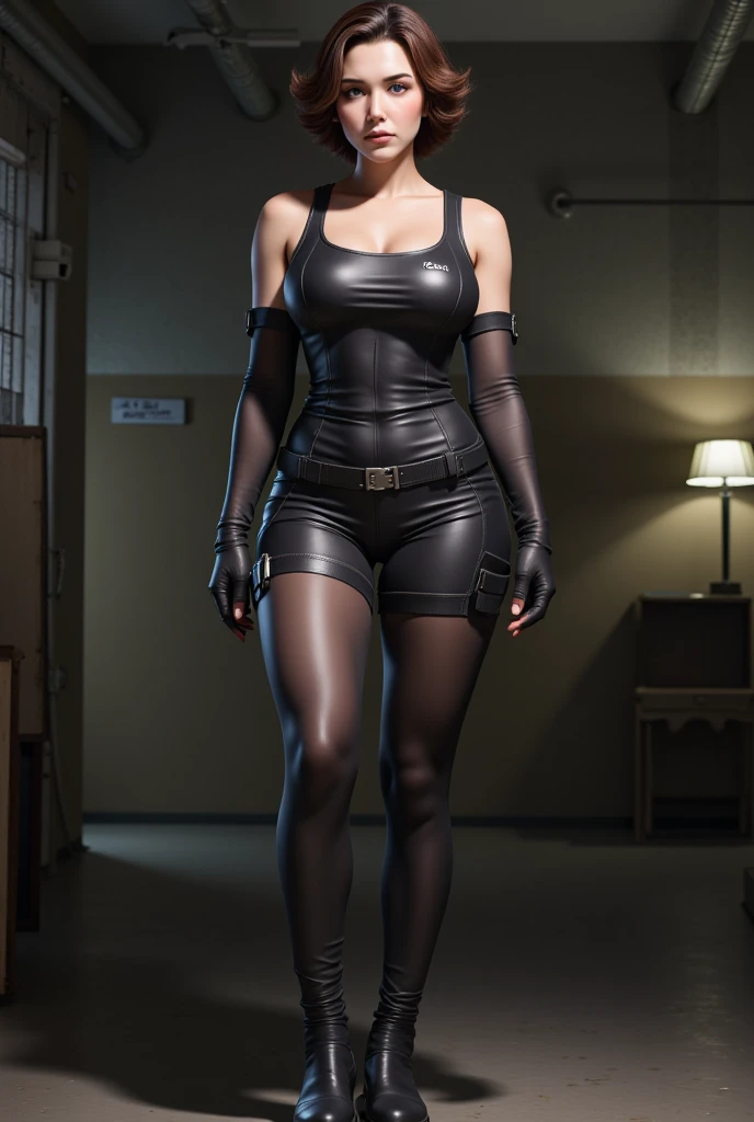 Elisa as a character of metal gear solid, thick tights, slim waist, huge waist, tiny waist, cinematic 