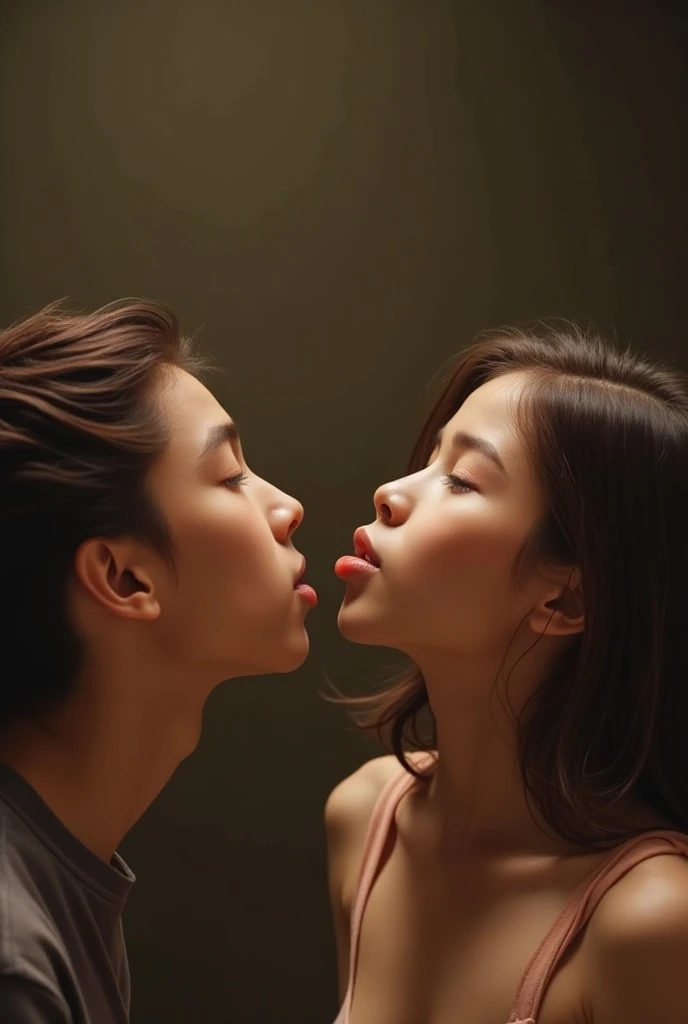 in 8K、超A high resolution、Best Quality、masutepiece)、((((woman with amazing sexy lips)))、((((man kissing a woman on the lips))))、((((A woman with a very thick lower lip 1))))