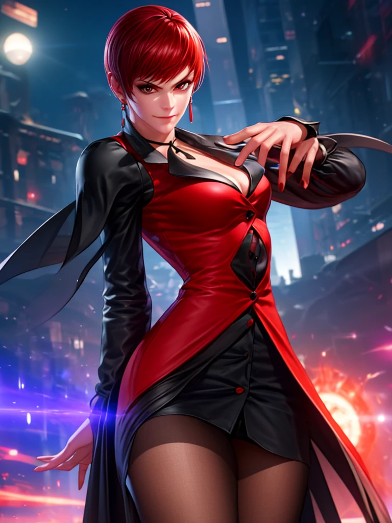 Woman in her 30s, alone, alone, athletic, very short red hair, ultra detailed, looking furiously at viewer with very upset eyes, angry gesture, has demonic costume, digital art, moonlight, young woman, perfect beautiful hands . with perfect fingers, perfect legs, beautiful body, beautiful nose, beautiful character design, perfect face, looks at the viewer (focusing on the entire character), closed mouth, Light_Smile, official art, wallpaper 8k CG extremely detailed unit, lighting perfect, bright and colorful front lighting, glowing skin (masterpiece: 1.0), (best quality: 1.0), ultra high resolution, 4K, ultra detailed photography, 8K, HDR, high resolution, nonsense: 1.2, Kodak portra 400, grain film, blurred background, bokeh: 1.2, lens flare, (vibrant_color: 1.2), professional photography, (beautiful_face: 1.5), (narrow waist)
