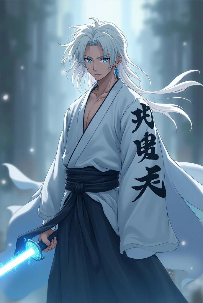griffith,1boy, solo, curly hair, wearing wet yukata