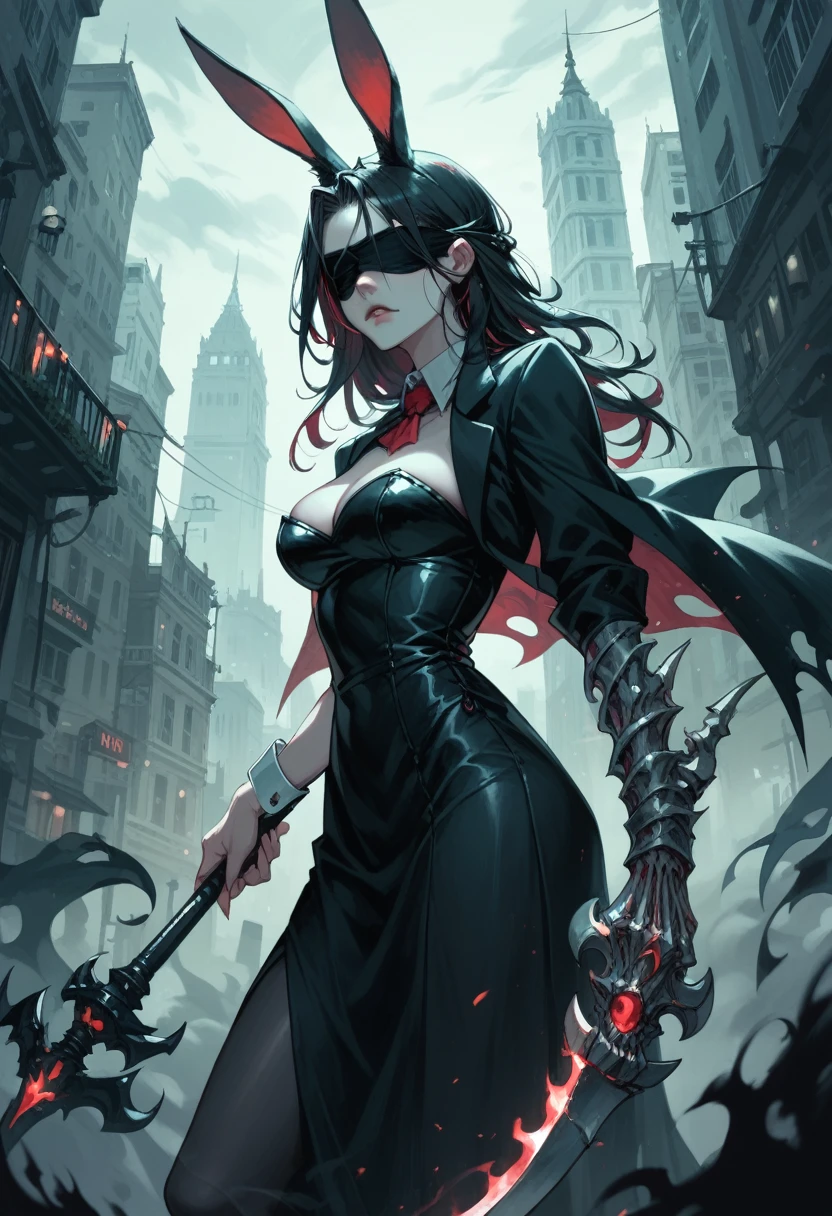 Beautiful images,Detailed Images,Official image,Waterfall Background,One Woman,Blonde,Red Eyes,Ponytail Hair,Model body type,(Dark Skin:1.3),Elf Ears,Large Breasts,(Black ninja suit,Jet Black Cloak:1.3),