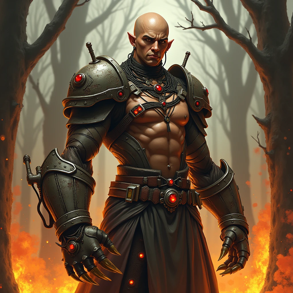 a close up of a man with a red face and a black robe and white tattoos on his face, metabaron, martin ansin artwork portrait, epic full color illustration, portrait of a red monk, concept art of a monk, godrays digital painting, martin ansin, djinn human hybrid, d & d digital painting, full color illustration, hobgoblin character art, chinese tattoos