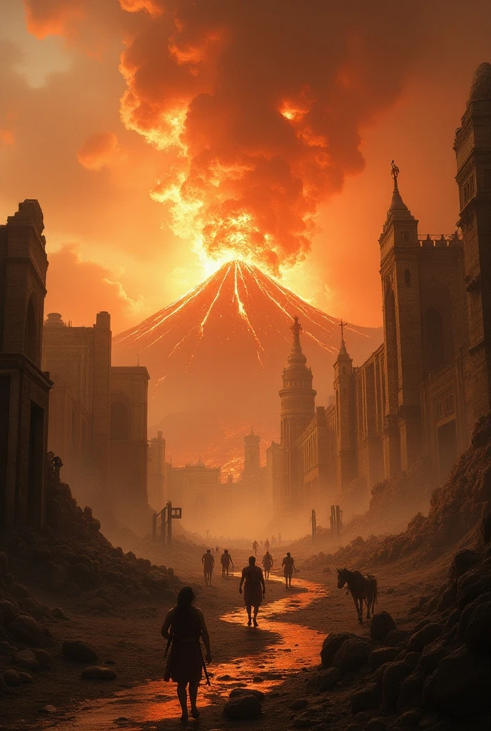 a painting of a dragon attacking a city with a huge fire coming out of it's chimneys, a detailed matte painting, Donato Giancola, fantasy art, matte fantasy painting, 6+boys, aircraft, architecture, breathing_fire, building, burning, castle, charizard, city, cityscape, cloud, dragon, explosion, fire, flame, flying, gun, molten_rock, mountain, orange_sky, scenery, sky, sunset, tower, town, twilight, volcano, weapon, wings