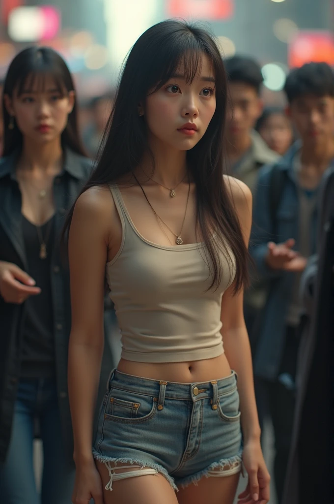 Asian girl accidentally nude in public - SeaArt AI