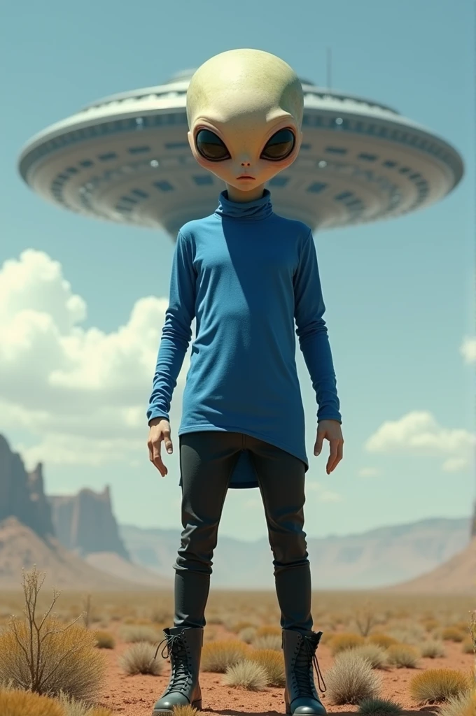 Girl walking on the streets in big city, but all people are aliens. And she is the only human. Your girl style, bald spot, with broken stocking, and a large black jacket, White skin. Wearing military boots. Let the aliens be noticed, pero la chica bald spot y estando de espalda , but the aliens are close to her