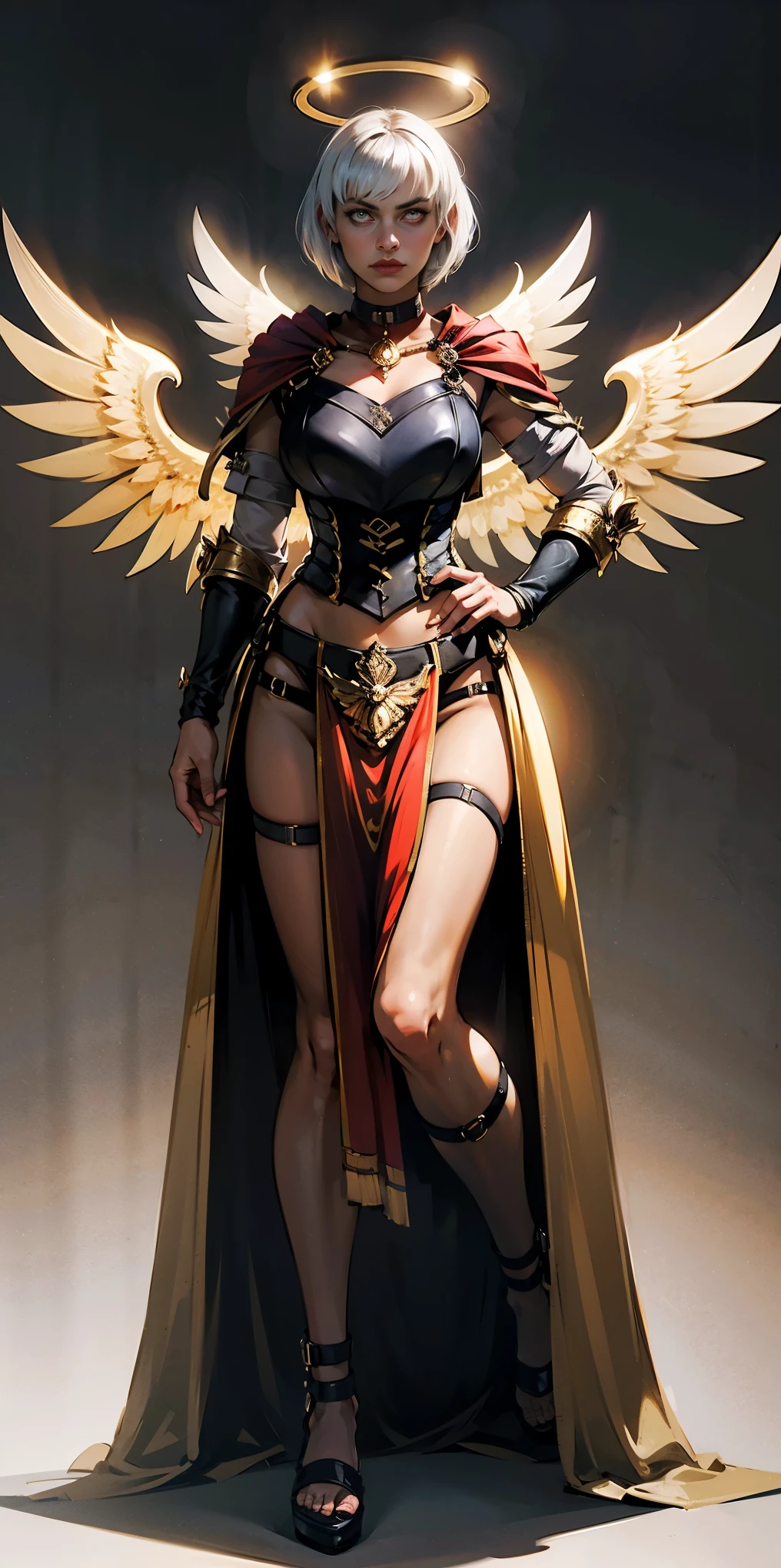 (full body shot, ) masterpiece ,high quality, high resolusi,photorealism,Indonesian girl, with wings and a sword, showing big breast,full body archangel, golden armor angel, golden goddess athena, tall female angel, god athena, greek goddess athena, very high detail, as a mystical valkyrie,  Highly detailed shot of goddess, goddess of wisdom athena, goddess of light, with flaming gold wings, with flaming gold fire wings,realistic,hd,16k,detailed,very intricate