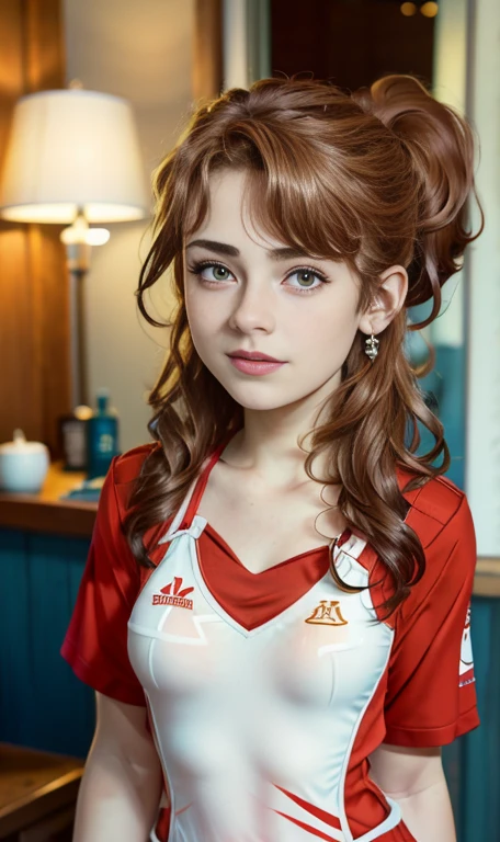 Photo of a 14 year-old american girl, .RAW, beautiful teenage girl, (long brown hair with ponytail), light brown hair ponytail hairstyle((portrait)), ((detailed face:1.2)), (( Detailed facial features )), ( finely detailed skin)  , (Masutepiece) (perfect proportions realistic photos)( The best quality ) (DETAILED)  taken with a Canon EOS R5, 50mm lens, f/2.8, nffsw, (8K) (wallpaper) (cinematic lighting) (dramatic lighting) (sharp focus) (Tangled) medium breasts , medium breasts , lots of freckles on cheeks and nose , freckles on chest, full body , beautiful body of a teenage girl,  nice makeup , big smile  , slim statuesque woman , baseball clothing , baseball uniform , foto de full body ,  modelaje , caminando , guiñando