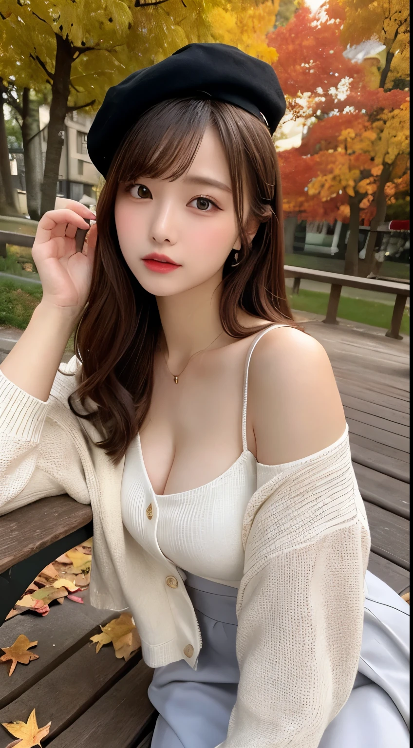 (heart particles:1.3)、whole body、Masseter muscle part, highest quality, Super detailed, small details, High resolution, 8K Dende Wallpaper, perfect dynamic composition, beautiful and detailed eyes,  natural lip, Clothes with fluffy sleeves , big breasts、have cleavage, random sexy pose、garden、grass、sit on a bench