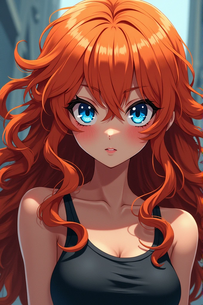 Monochrome manga art style, enchanting character from anime Fairy Tail, stunning woman with rich black skin, vibrant orange hair flowing gracefully with defined bangs, mesmerizing blue eyes radiating energy, positioned dynamically against a minimalistic background, intricate linework detailing features and textures, contrasting shadows creating depth and dimensionality, graceful posture exuding confidence and magical essence, whimsical magical motifs subtly integrated around character, delicate cross-hatching for shading, refined stippling techniques enhancing skin tones, dramatic play of light and shadow emphasizing contours, captivating eye composition drawing attention, framed elegantly with expressive manga-style action lines and sound effects, high-contrast monochrome rendering showcasing character's unique beauty, focusing on delicate details of her flowing hair, soft gradients transitioning between black and white, artistic flourishes capturing movement and energy within the scene, inviting viewers to explore the rich narrative suggesting magic and adventure in every line