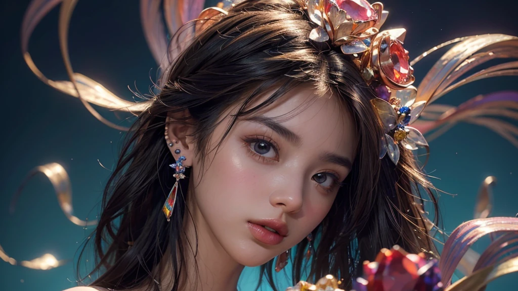 Create a beautiful flower,with sparkles,colorful and 4k
