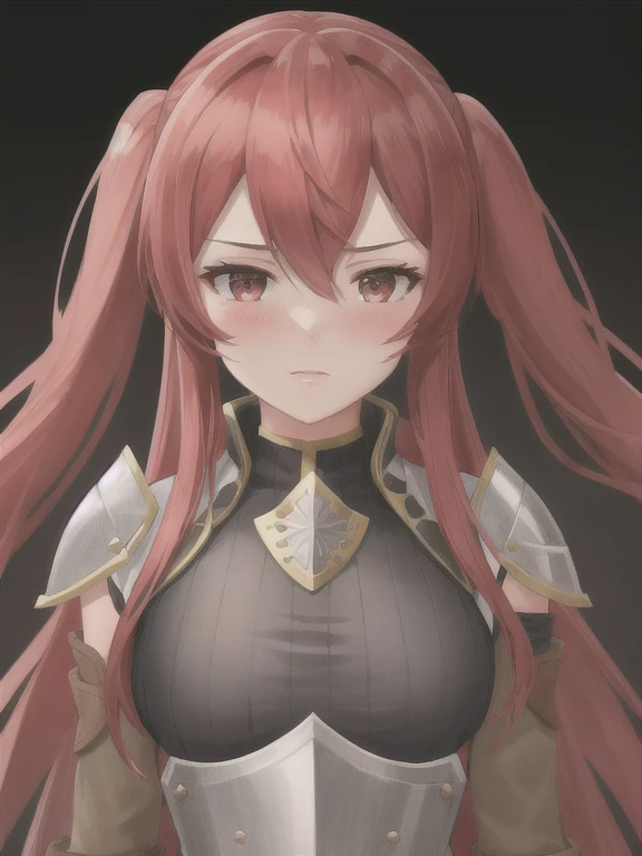 severa fe, ultra-detailed, 1girl, solo, looking at viewer, blush, hair between eyes, upper body, armor