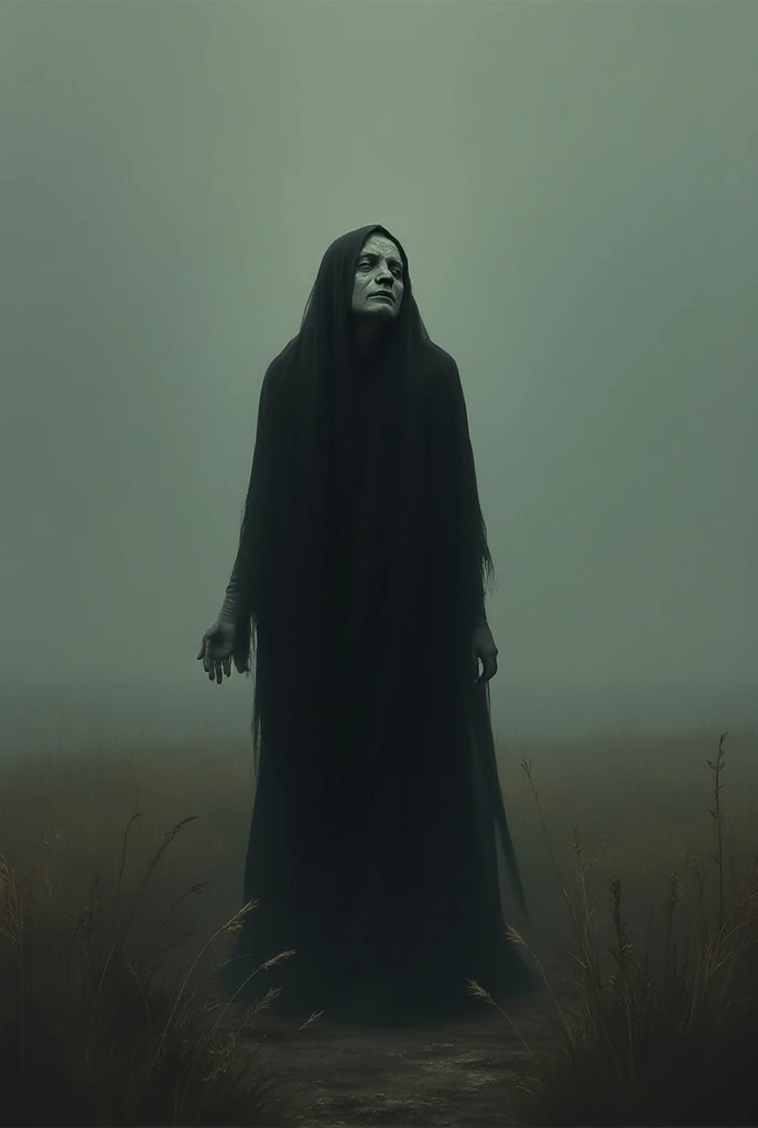 concept art, Dutch angle shot of a (ghost woman in smoke:1.1) , Majestic, dense hillside, (designed by Mario Bava:0.7) , Tranquil, Emo Art, CineColor, Detailed cloth texture, cloth wrinkles