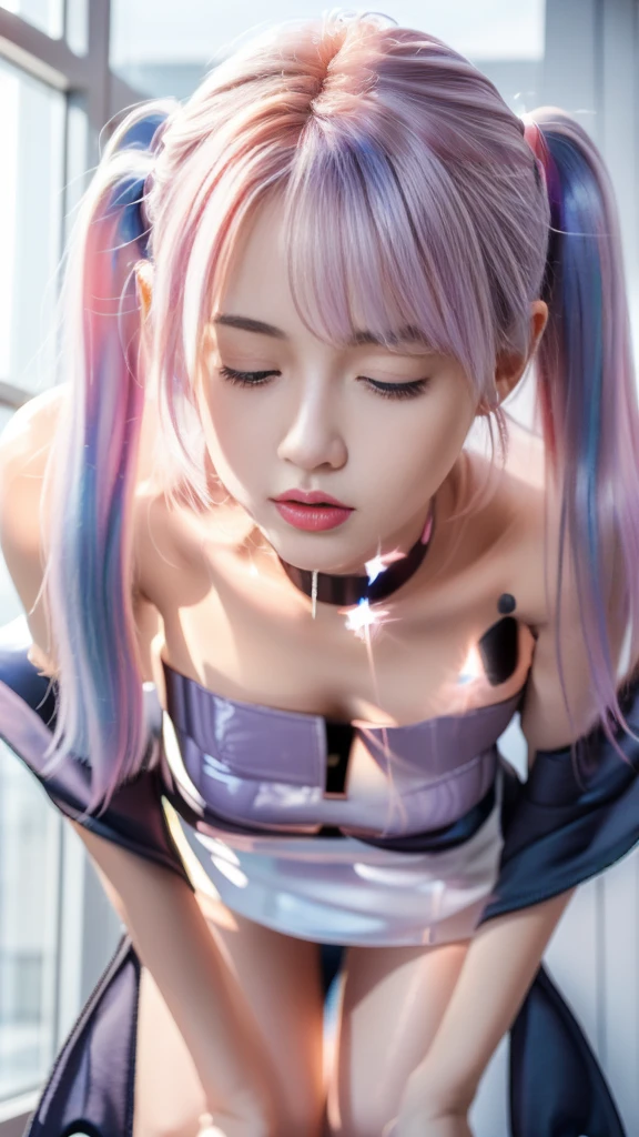 live-action、Realistic、A young girl standing in the grass、The age is6age、16K、naked、Small breasts、completely naked、twin tails、bright purple hair、blue eyes、Purple Hair、elf ears、clavicle、young girl、completely naked、naked、young girl、Braid、ponytail、nipple、ethnic tattoo on neck、upper body close-up、ethnic tattoo、tattoo、tattoo on neck、
