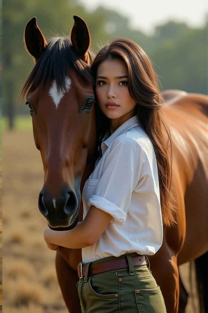 a tshirt, (photo realisitic:1.4), (hyper realisitic:1.4), (realisitic:1.3), (softer lighting:1.05), (increase the quality of cinematic lighting:0.9), 32k, 1 two horses running, realisitic lighting, backlight, light on the face, ray tracing, (shine light:1.2), (Increase quality:1.4), (best quality real textured leather:1.4), finely-detailed eyes, well-detailed face, (tired and sleepy and happy), (Laught:0), close de rosto, tshirts, (Increase body line mood:1.1), (Increase the beauty of skin texture:1.1)