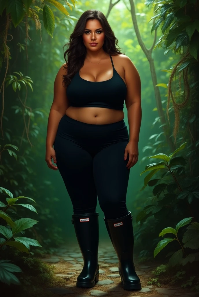 Sunrise scene, full body 45YO MILF AISHWARYA RAI, army lady with guns, smirking face, sweaty cleavage, MEDIUM breasts, mature milf thick curvy figure, posing in forest, wearing camouflage shorts and bikini top, army boots, wet hair, sexy jawline, seductive face, look at camera and winking, black ponytail hair, erotic adult face, 45yo, soft volumetric lights, (backlit:1.3), intricate details, (ArtStation:1.2)
