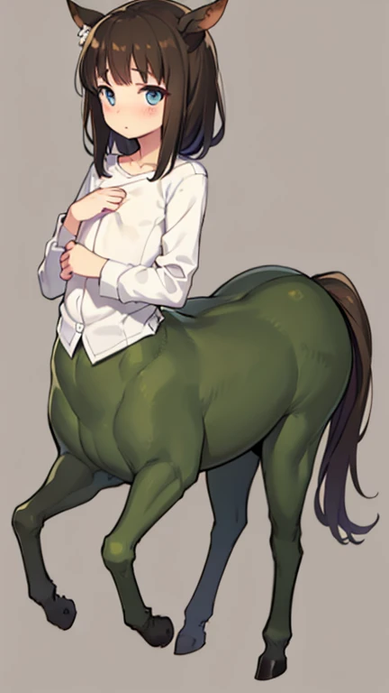 Centaur、 white shirt、Flat chest
