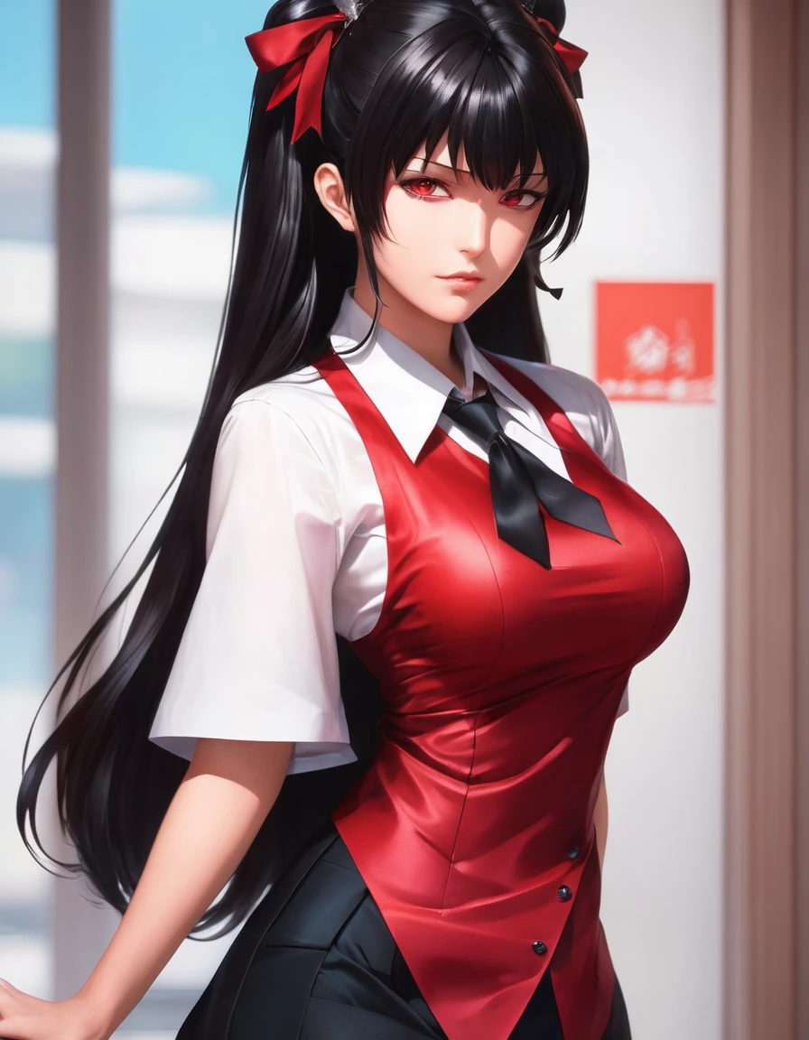 anime girl in red shirt and black tie posing for a picture, by Yang J, extremely detailed artgerm, rin tohsaka, artgerm jsc, artwork in the style of guweiz, beautiful digital artwork, artgerm. high detail, range murata and artgerm, style artgerm, ig model | artgerm