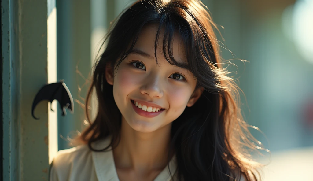 Face close-up, A seductive smile, Grey Eyes