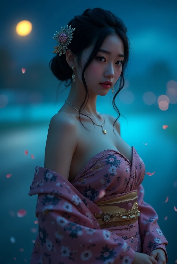 (Front Focus),(Dark Night:1.6),(High resolution), (8k),Surrealist portrait of a young married woman by David Hockney and Alphonse Mucha,((Upper body naked))、(((Japanese women, 50 years old)))、(((Sexy adult girls)))、Queen、(Sexy Housewife)、( Expose)、((Royal Garden)),Fantasy art,((Brunette bob hair))、((Black and pink sexy nightdress))、Like the picture,Dynamic Lighting,Art Station,Poster,Volumetric Lighting,Highly detailed face,4k'',(((Flat Chest、very Small breasts))),(Slender body)、Beautifully embroidered award winning sexy nightgown in black,Contains diamonds,Sexy thighs,Adorned with a delicately embroidered nightgown, (See-through clothing:1.5), Clothing and Fine Jewelry,腹部をExposeさせる ,Chest 1 Girl, In the Dark, Deep Shadow, Low Tone, Cowboy Shot,(Official Costume:1.4), Eyes confused、It's tempting,It's about to overflow from my bra、My bra was about to burst,Lying in bed,Posing in bed