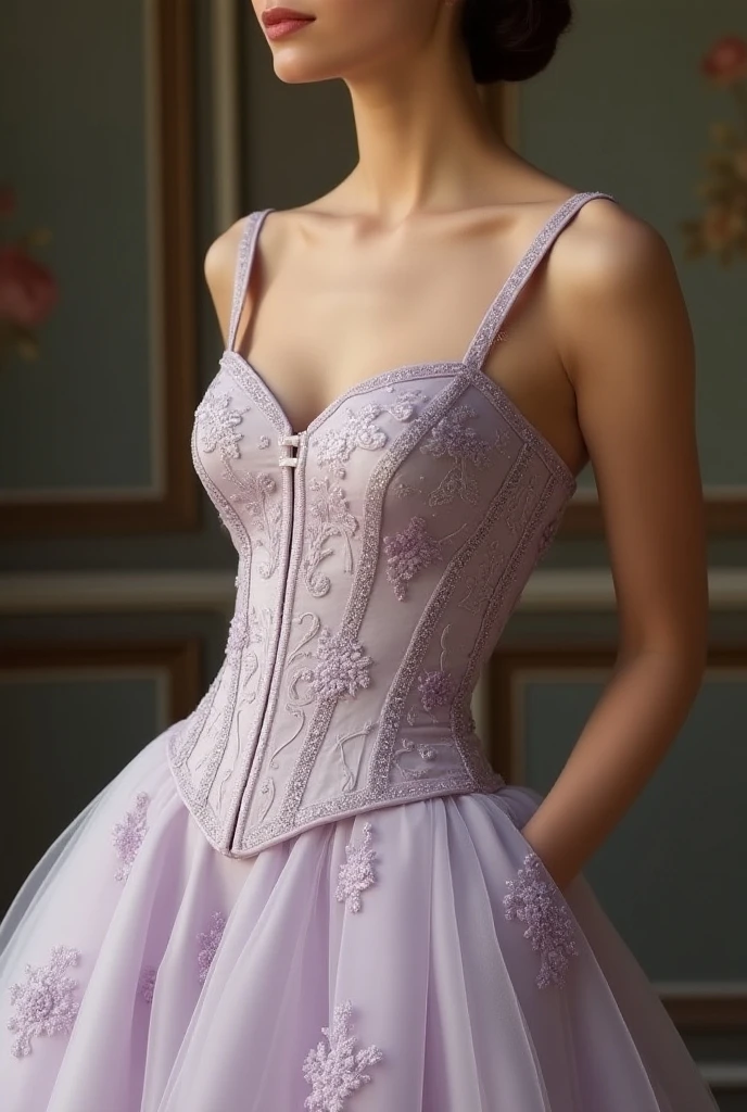 I turn my phone's screen towards you, showing you the picture of the dress I've been wanting to try on. The dress is a beautiful, elegant design in my favorite shade of lavender. It has a flattering cut and an intricate lace pattern along the bodice.