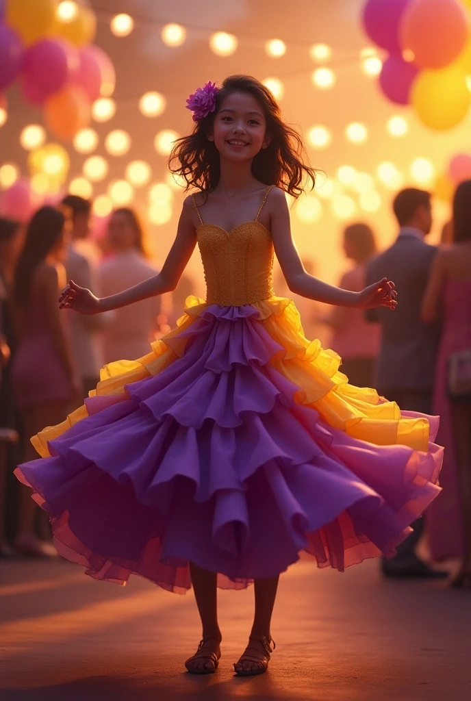 realistically, Sweet girl, happily dancing, в white жемчужном,lace,white,with lace, dress, in the style of African influence,  Disney, I can't believe, how beautiful she is. stylish art, joyful chaos, Eye-catching details, pastel shades, James Christensen, Valeria Docampo, Sara Kay, Nicky Beme, Maurice Sendak, Gila Elvgren style, high quality, bright colors, pensive, romantic, hyper-detailed, hyperrealistic, Unreal engine, masterpiece, Atmospheric, high resolution, bright, High Contrast, 32K, HDR, 500 pixels