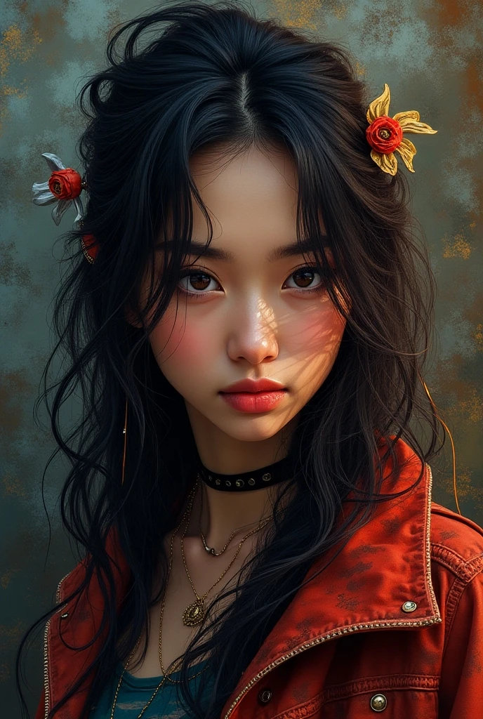 China, ink painting, misty rain, big scene, early morning, ancient wind, Dragon Boat Festival, fog around, downpour, ancient cheongsam beauty, in the middle of the camera, Blood red hair, flower on head, happy tears, saliva, blank eyes, long pointy ears, shaded, high detail, cinematic lighting, ray tracing, Canon, high detail, cinematic lighting, Canon, f/1.8, Verism, Surrealism, panorama, high quality, textured skin, masterpiece, 4K, anatomically correct, 4K, super detail, best quality, 8k
