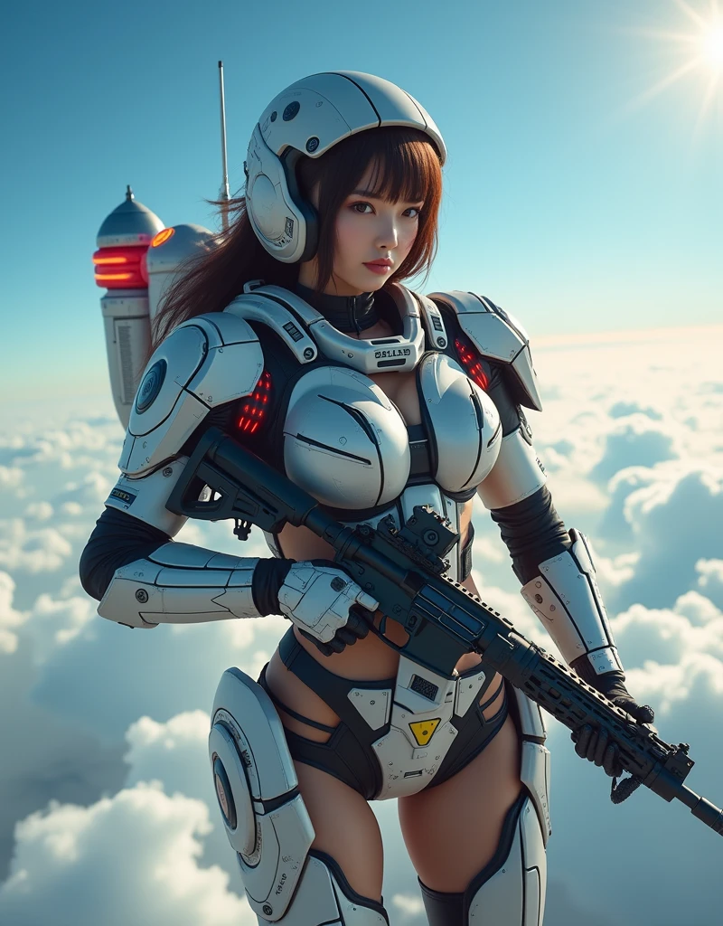 textured skin, super detail, high-detail, High Quality, bestquality, high-res, 1080p, Spectacular beauty,Beautiful girl with a beautiful body,(gundam) Girl with a robot body, big breasts, big breasts