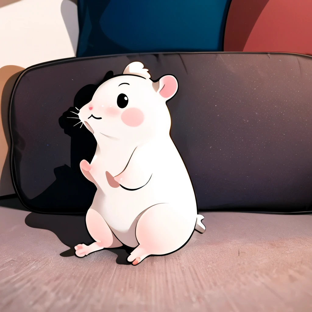 Ultra-detailed,Advanced Details,Best Quality,masterpiece,figure, 
,White hamster, Cartoonization,0W0,Sitting, The soles of the feet are visible
